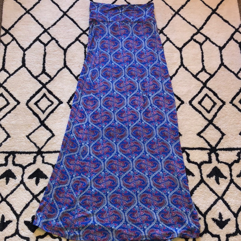 Blue and pink paisley maxi skirt